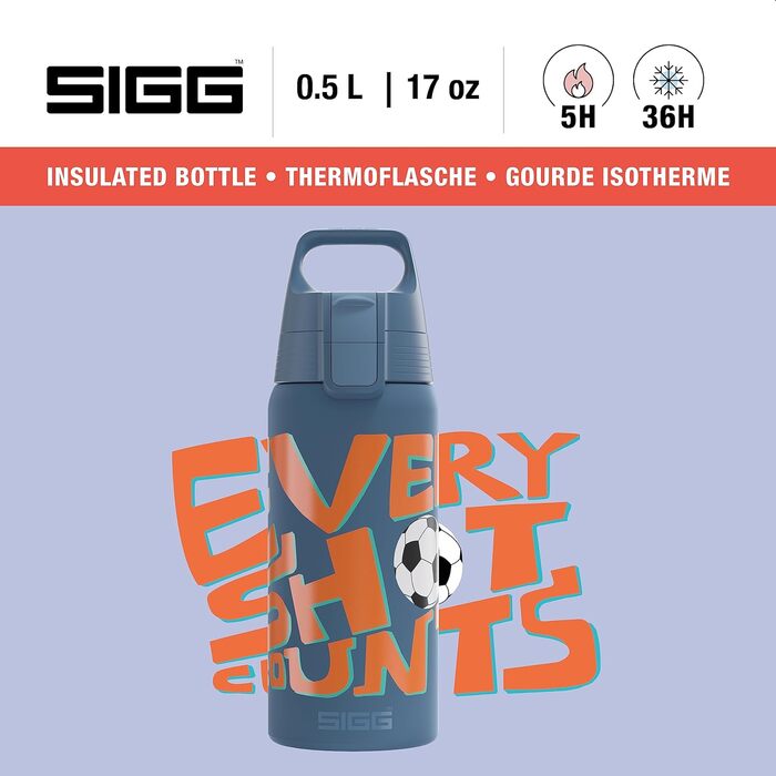 Дитяча ізольована пляшка для напоїв SIGG Shield Therm ONE 0,5 л, підходить для газованих напоїв, не протікає, легка, BPA-free, дизайн 5 Ballgame
