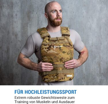Capital Sports Battlevest 2.0: Вага жилет для тренувань - жилет з вагою, комфортний, з оптимальною підкладкою, 8.0 кг або 13.2 кг, камуфляж, чорний або оливковий (8.0 кг, камуфляж)
