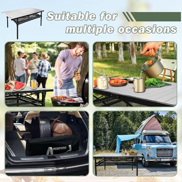 Складаний садовий стіл для кемпінгу Poepore, алюміній, 140x70x70 см, на 4-6 осіб, чорний