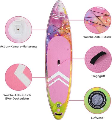 Надувна SUP-дошка ZealWe 320/335 см з комплектом аксесуарів – серфборд для сап-серфінгу, до 150 кг, сидіння, алюмінієве весло, рюкзак, насос
