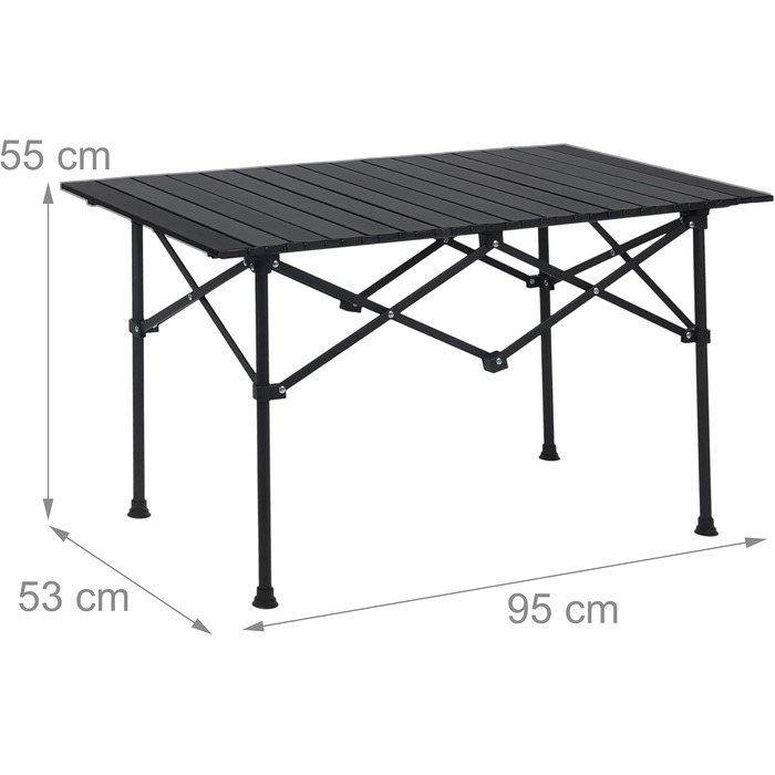 Стіл кемпінговий складаний Relaxdays HBT 55x95x53 см, сталевий, для пікніка, чорний
