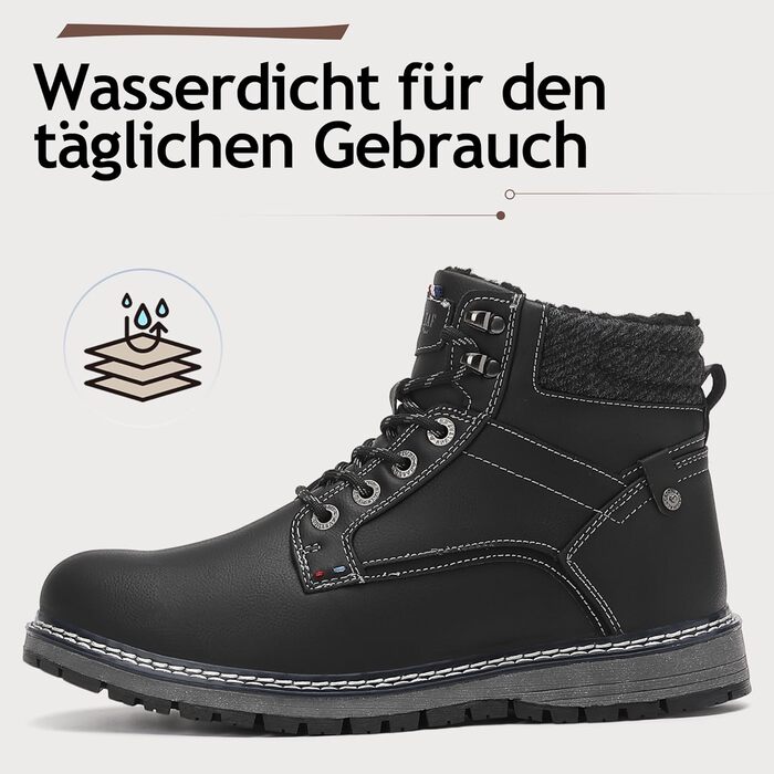 Чоловічі зимові черевики ANALEAF - теплі зимові чоботи для вулиці, водонепроникні, з антиковзкою підошвою, трекінгові, зелені (чорні, 42 EU)