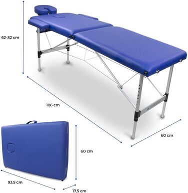 Складний масажний стіл Mobiclinic CA-01 Light, алюмінієвий, екошкіра, 186x60 см, регульований, переносний, з підголівником і сумкою, для фізіотерапії