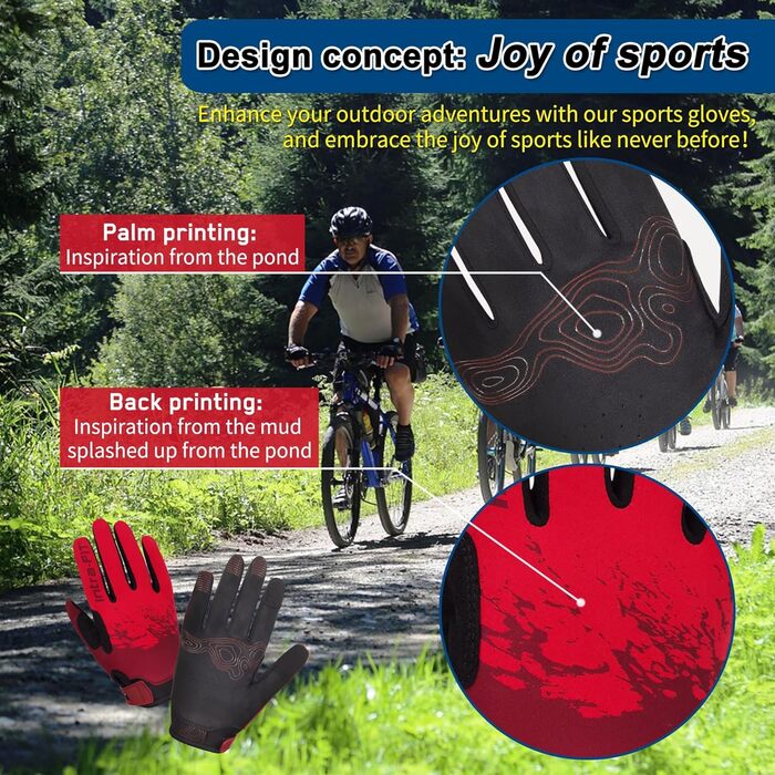 Рукавички для велосипеда для чоловіків та жінок, сенсорні, дихаючі, легкі, гоночні, для активного відпочинку, фіолетовий M