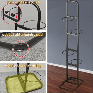 Стійка для м'ячів: сталева стійка для зберігання баскетбольних, футбольних та волейбольних м'ячів (5 тримачів) - економія місця, легка збірка, для внутрішнього та зовнішнього використання
