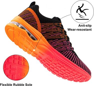 Жіночі кросівки для бігу Hitmars: спортивне взуття з повітряною подушкою, дихаючі, антиковзкі, легкі, для бігу по вулицях, снікерси, для фітнесу, ходьби, розміри EU 36-42 (Помаранчеві, 38 EU)