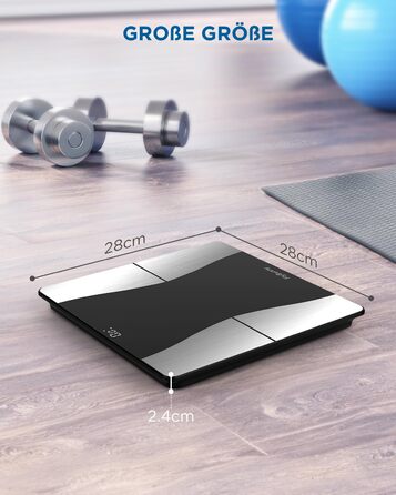 Ваги Flybunny для вимірювання складу тіла: жир, м'язи, BMI, пульс, вода, білок, кістки. Цифрові ваги для людей. Білий & Чорний колір