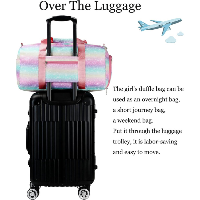 Спортивна сумка для підлітків з відділеннями для взуття та мокрого одягу, для танців, плавання, подорожей