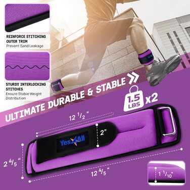 Набір манжет для ваги з неопрену Yes4All (0.9-4.5 кг) - унісекс для ходьби, калістеніки та ваги