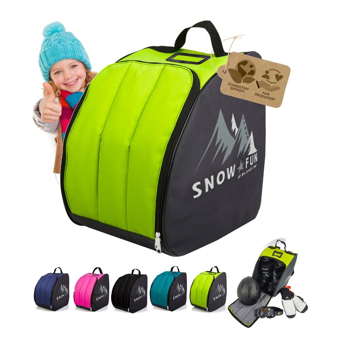 Рюкзак для дитячих лижних черевиків BambiniWelt by Rafael K. - чорний/світло-зелений