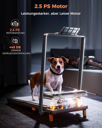 Бігова доріжка для дому та офісу, Walking Pad з нахилом 5%, потужність 2.5 HP, тиха бігова доріжка з пультом дистанційного керування, до 150 кг, чорний колір