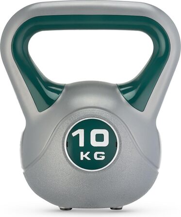 Гиря Gymtek 10 кг для кросфіту та фітнесу, ергономічна ручка, темно-зелена, для силових тренувань вдома та в залі