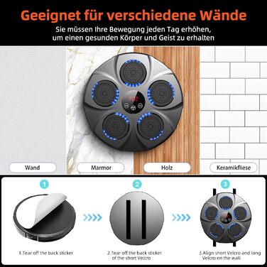 Музичний бокс для боксу HotHands з LED, Bluetooth, 9 режимів швидкості, електронний тренажер для дітей і дорослих для дому