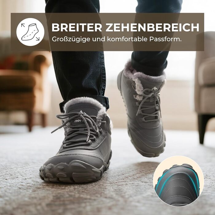 NORTIV 8 Чоловічі теплі зимові черевики, зручні зимові чоботи для дому (39 EU, сірий)