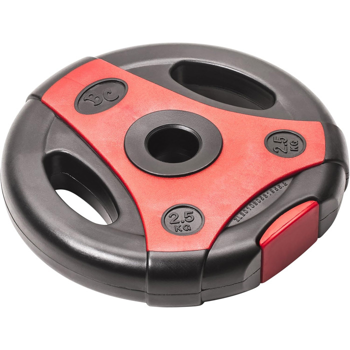 Диски для штанги Bad Company K-Grip з ручками, пластикове покриття, 30/31 мм, 2,5-10 кг (пара) або набір 7,5-30 кг