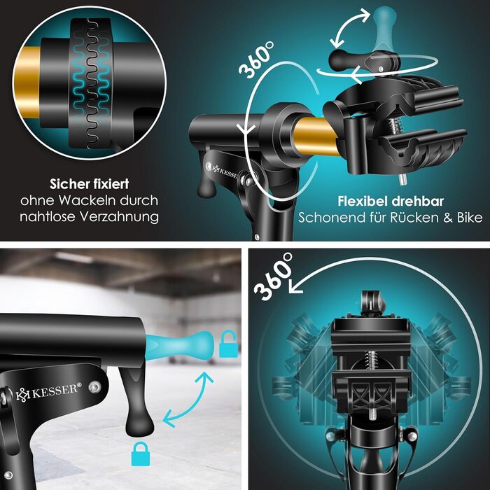 Підставка для велосипедів KESSER® Profi Alu: Ремонт, обслуговування, 360° обертання. Підходить для гірських, електровелосипедів та звичайних велосипедів. В комплекті сумка, набір для ремонту та магнітний органайзер для інструментів.