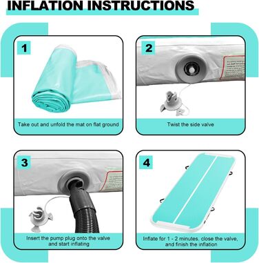 Надувна гімнастична килимок, 2м/3м/4м/5м/6м, 10см, для фітнесу, йоги, танців, сімейного відпочинку (зелений, 3м*1м*0.1м)