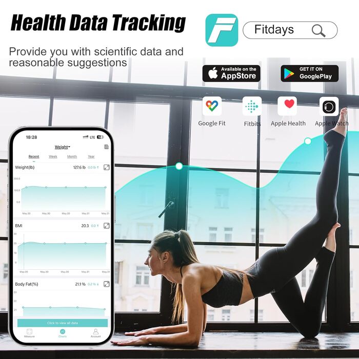 Розумна ваги для тіла з ручкою, 8 електродів, 28 показників, сегментне вимірювання рук/ніг/тулуба, великий дисплей, синхронізація з додатком, до 180 кг