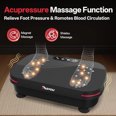 PASYOU Вібраційна платформа для тренувань всього тіла з пультом дистанційного керування та еластичним гумкою, 0-99 інтенсивність