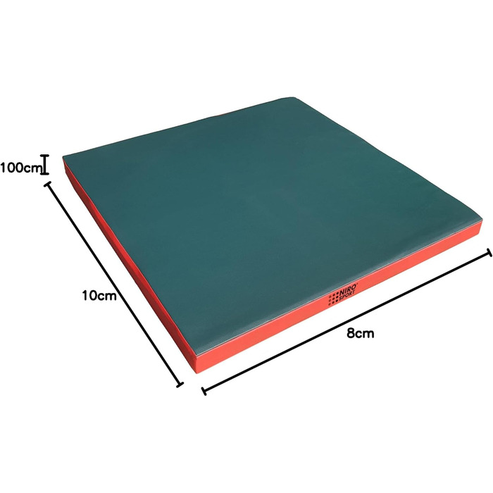 Гімнастичний мат NiroSport 100x100x8 см, м'який спортивний мат для фітнесу та тренувань, захисний мат Made in Germany, зелений