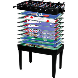Ігровий стіл Multigame Mega 15 в 1 з аксесуарами: пінг-понг, більярд, кікер, швидкий хокей, 3 кольори (чорний)