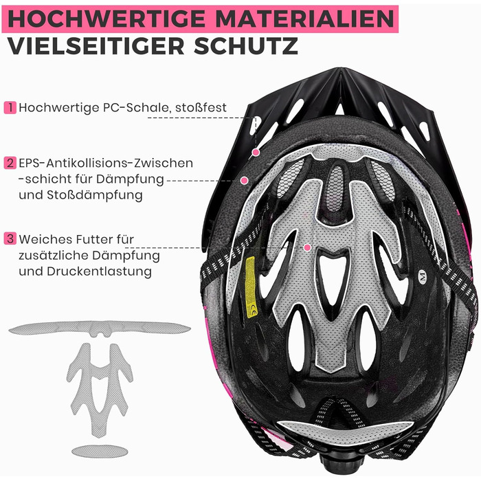 Дитячий велосипедний шолом Rosenrot, регульований, 50-55 см, для дітей 3-13 років, з візором