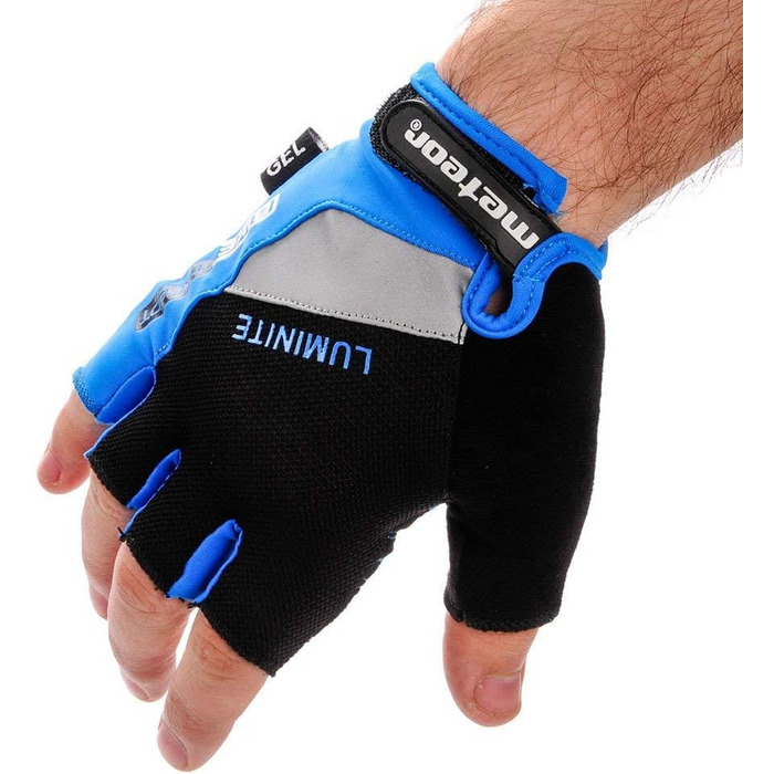 Рукавички велосипедні Meteor Radhandschuhe MTB Gel GX31 Green для чоловіків та жінок, дитячі, для гірського велосипеда, downhill, хайкінгу, синій, XS