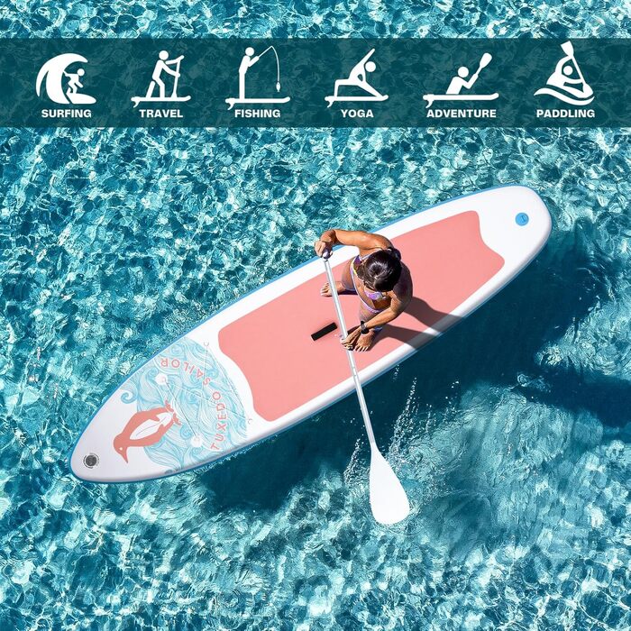 Надувна SUP-дошка Tuxedo Sailor 10'6×33×6 з веслом, плавниками та страхувальним шнуром