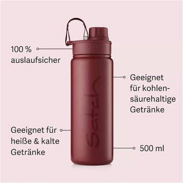 Пляшка для води satch з нержавіючої сталі 0,5 л, BPA-free, герметична, підходить для газованої води, гарячих і холодних напоїв, Black Graffiti - червона