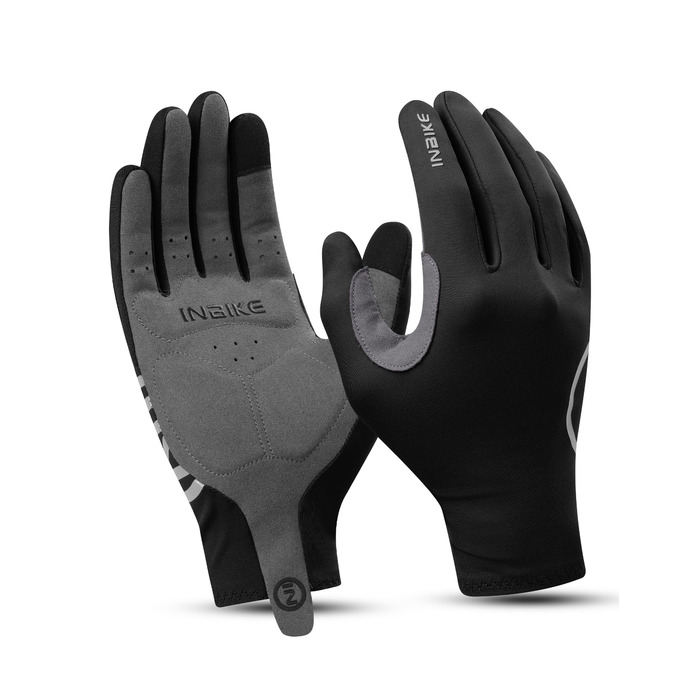 Велосипедні рукавички Inbike для чоловіків та жінок, літні, дихаючі, MTB, довгі, з світловідбиваючим покриттям, антиковзаючі, для їзди на велосипеді, шосе, спорту, розмір M, чорні