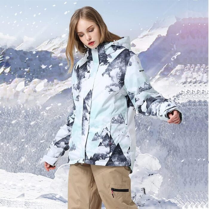 Водонепроникний та вітронепроникний жіночий комплект для катання на лижах (куртка та штани) – теплий зимовий костюм для походів та сноубордингу, оранжево-чорний (L, білий+чорний)