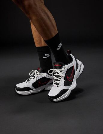 Чоловічі кросівки Nike Air Monarch IV для фітнесу та прогулянок, White Black Varsity Red, розмір 42 EU
