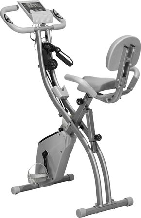 Велотренажер HOMCOM X-Bike 2-в-1, складаний, з LCD-дисплеєм, 8-рівневим магнітним опором і еспандерами, сталь, 105x48x118 см