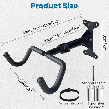 Настінна підставка для велосипеда, регульована, до 30 кг, для гірського, шосейного велосипеда, гаража та квартири