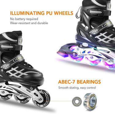 Інлайнеровий ролик Lixada для дітей, регульований, світлодіодний, розмір 27-32/33-37/38-41, рожевий