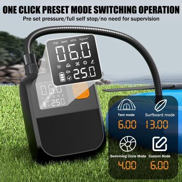 Електричний насос для SUP дошки OBEST з акумулятором 8000mAh, LED ліхтарик, швидка інфляція для SUP, кайтсерфінгу, намету, матрацу, каяка