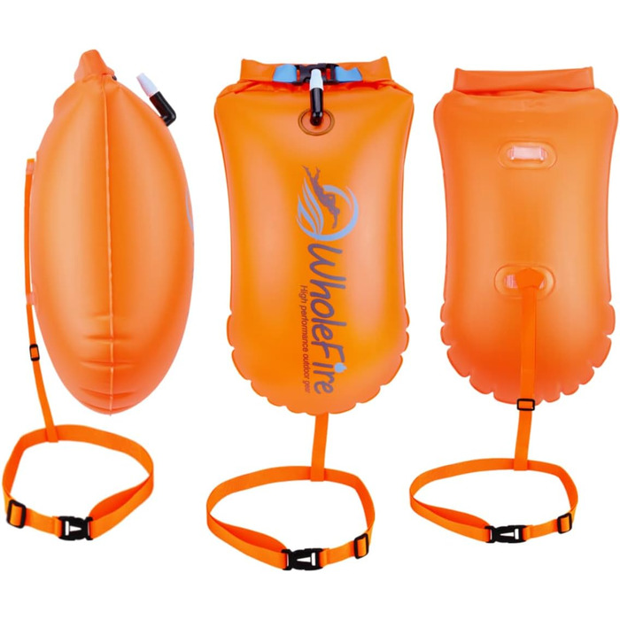 WholeFire 20L Плавуча Сумка для Спорядження, Водонепроникна, Надувна, для Водних Видів Спорту: Плавання, Триатлон, Каякінг, Снорклінг, Помаранчевий