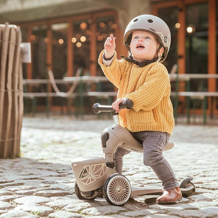 Біговел Scoot & Ride Highwaykick 1 Lifestyle з сидінням та контейнером (коричневі смуги)