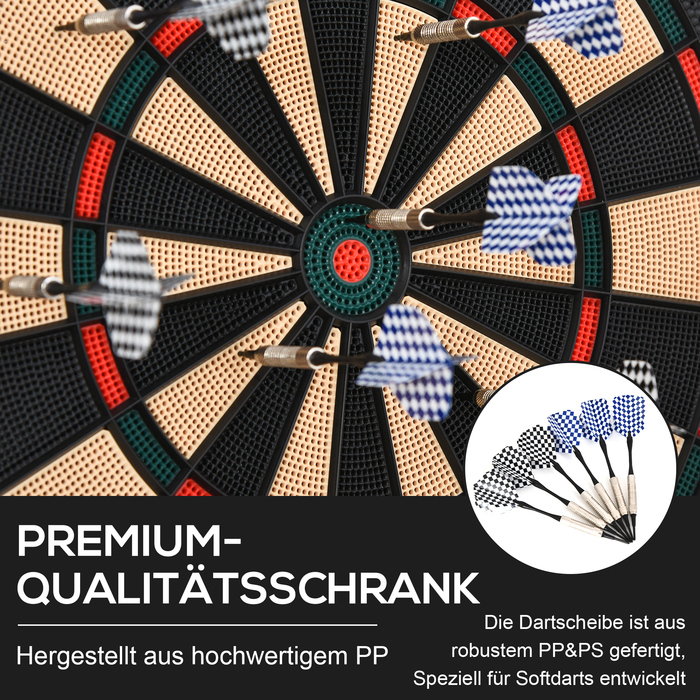 HOMCOM Електронна дартс-дошка з голосовими підказками, світлодіодними дисплеями, 6 дротиків, 24 наконечники, 18 ігор, 159 варіантів, автоматизована дартс-дошка для до 8 гравців