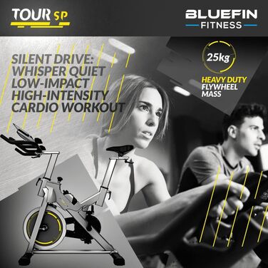 Велотренажер Bluefin Fitness Tour SP для дому, Bluetooth, з додатком Kinomap, чорний/сріблястий