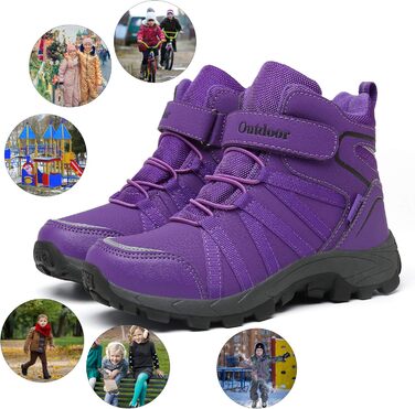 Зимові черевики для дітей: тепла водонепроникна модель для сноубордингу та трекінгу, з клямками (29 EU, фіолетовий)
