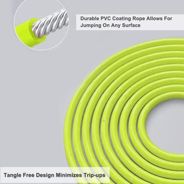 Вагінне скакалка для фітнесу, боксу та кардіо з кульковим підшипником, ергономічними ручками та кабелем, що не плутається (неоново-зелена, S - 2.44м, для зросту 1.5м-1.64м)