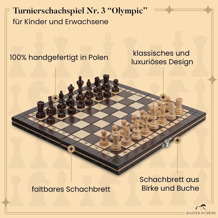 Набір для турнірного шаху Master Of Chess | Шаховий набір з дерева, 35 см | Класичний Staunton, шахове поле для дорослих та дітей