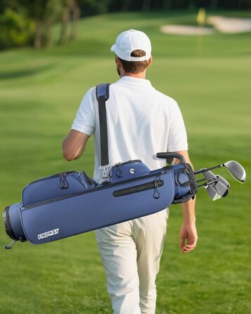 Сумка для гольфу Findway, легка та портативна, з підставкою, 3 відділення, регульований плечовий ремінь, 5 кишень, ручка, для чоловіків та жінок, блакитна
