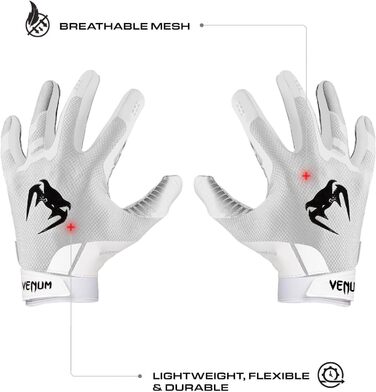 Рукавички футбольні Venum Elite (білі/чорні), розмір L - професійні, для дорослих