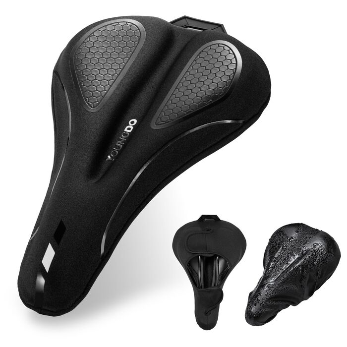 Накидка на сидіння велосипедне, ергономічна гелева підкладка, м'яка та зручна, з дощем. Підходить для жінок та чоловіків, чорна, вузька