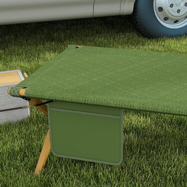 Розкладне ліжко для кемпінгу Outsunny - 196x64x45 см, до 200 кг, темно-зелене. Ідеально для відпочинку на природі, вдома та в саду.