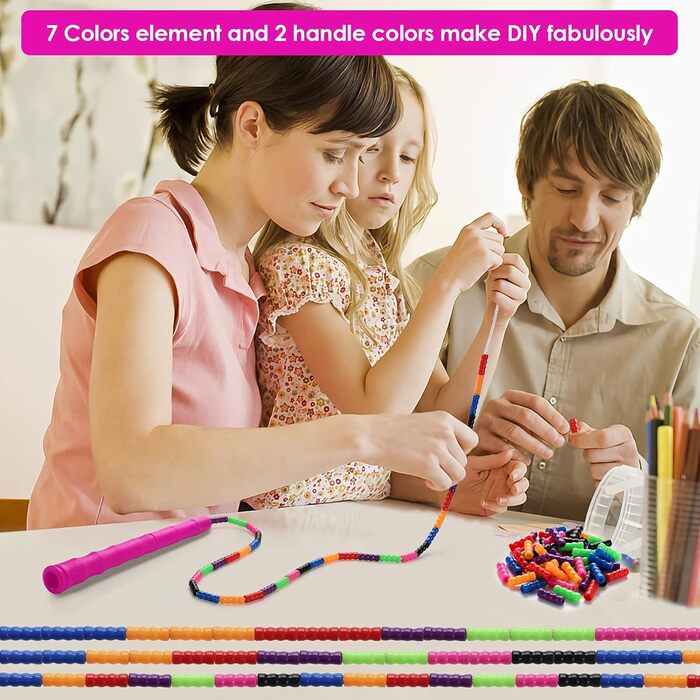 Kingcolor Довга скакалка Double Dutch 4,8 м, м’які намистини, регульована, для дітей і дорослих, на 5-6 осіб, 1 або 2 шт.