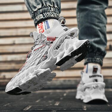 Чоловічі бігові кросівки для вулиці: легкі, зручні, дихаючі, з антиковзкою підошвою. Ідеальні для спорту, фітнесу, джогінгу та активного відпочинку. Розмір 41.5 EU, колір білий.