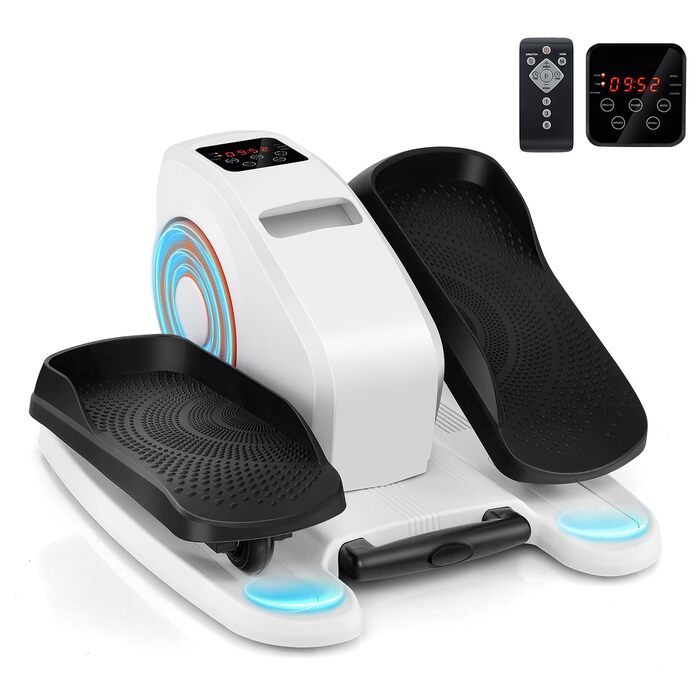 Міні еліптичний тренажер COSTWAY під стіл, електричний крос-тренажер з LED-дисплеєм та пультом дистанційного керування, кардіо-тренажер степер для дому, портативний педальний тренажер для дорослих та літніх людей (білий)